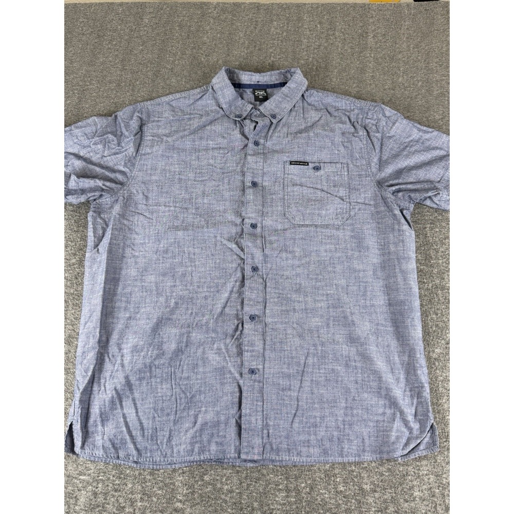 Grunt Style Button Down Shirt Mens 3XL Blue Chambray Short Sleeve Casual
